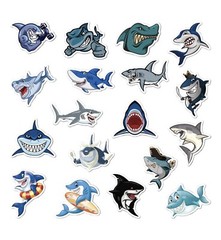 50 Shark Stickers Quality Gloss Vinyl Cartoon Jaws Notebook Laptop Skateboard