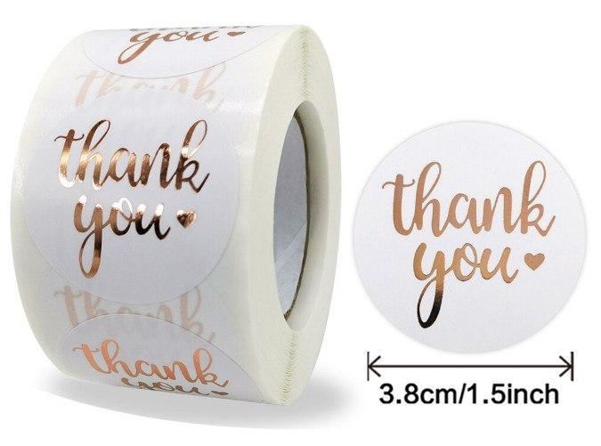 40 THANK YOU STICKERS ROSE GOLD ENVELOPE SEALS LABEL STICKERS 1.5″ FREE SHIPPING
