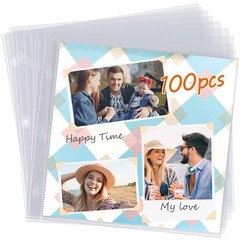 12×12 Scrapbook Page Protectors, 100 Pack, Heavyweight Refill Pages for Scrap…