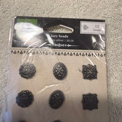 Making Memories 12 Lacy Brads Antique Silver Embellishment Scrapbook Card New