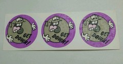 Vintage 1980’s 1.5” matte circle scratch n sniff sticker Get Down 3x