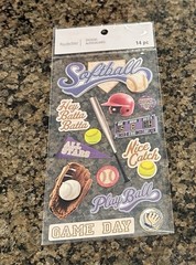 Recollections SOFTBALL Dimensional Stickers 14 Pieces Sports Glove Ball Helmet