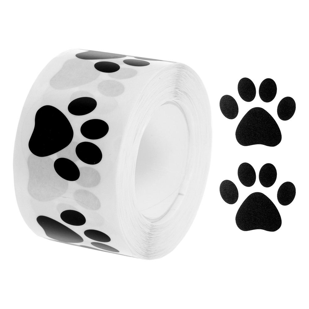 Adhesive Label Stickers Transparent Black 500Pcs Paw Stickers 1.5″ Stickers
