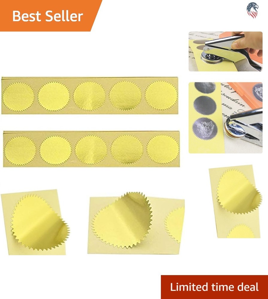 100pcs Gold Embossing Seals Stickers Round Self-Adhesive Certificate Seals