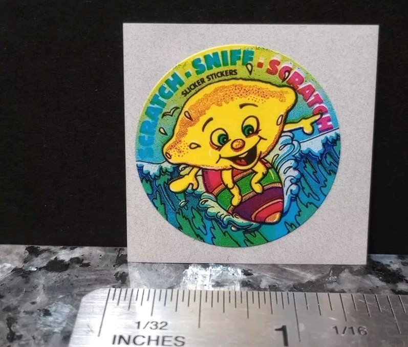 Vintage Stickers LEMON Scratch And Sniff Sticker Mod GREAT SCENT Slicker Sticker