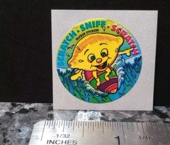 Vintage Stickers LEMON Scratch And Sniff Sticker Mod GREAT SCENT Slicker Sticker