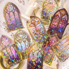 Holographic Transparent Glitter Stickers,40 Pieces Window Frame Scrapbook Junk J