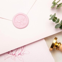 25Pcs Pink Embossed Rose Wax Seal stickers Self Adhesive Envelope Seal Stickers