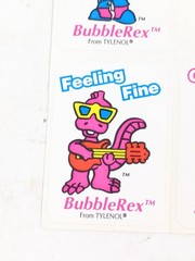 5 Vintage BubbleRex Dinosaur Sticker Mascot Tylenol Advertising 90s Unused New