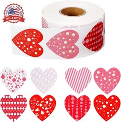 500 Pcs Funky Heart roll Stickers, Valentine’s Day Heart Stickers, Valentine’s L