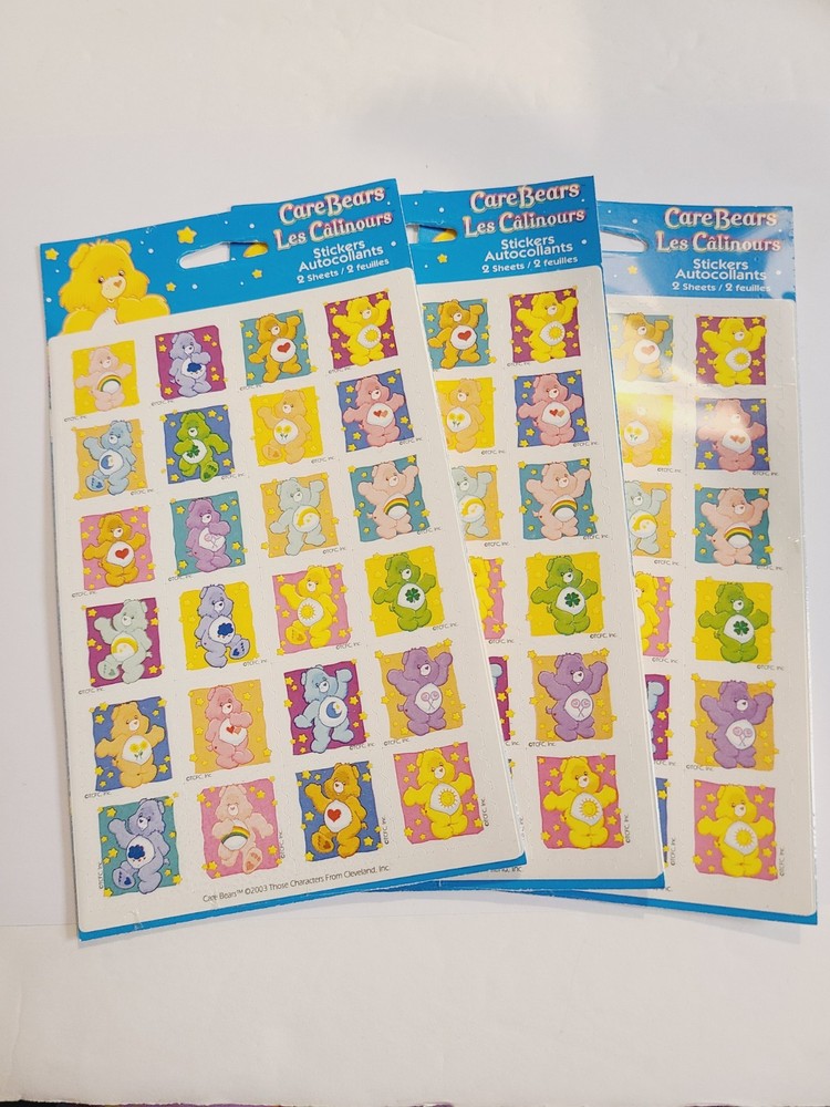 Vintage NOS 2003 Care Bears Stickers 3 PACKS (2 SHEETS EACH PACK)