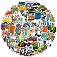 50 PCS Forest Camping Hiking Outdoor Adventure Travel Stickers Waterproof Vinyl