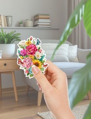 Spring Flowers Die Cut Vinyl Stickers Set Scrapbooking Laptop Water Bottle