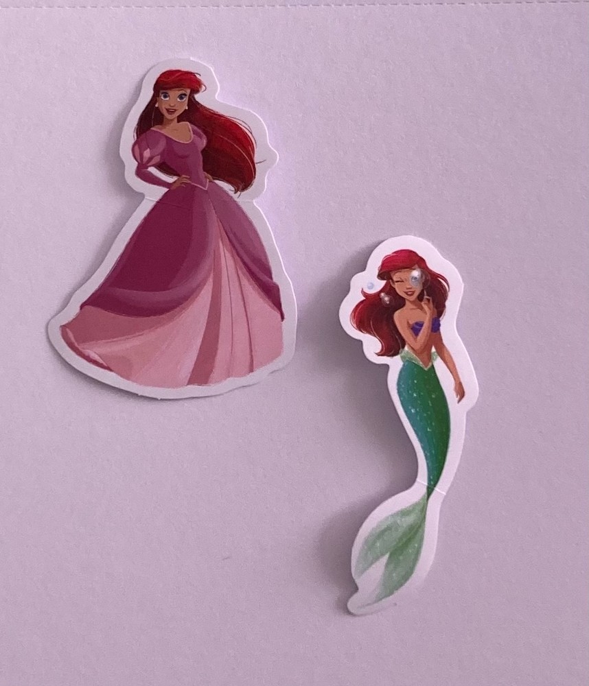 Set of 2 Princess Ariel Little Mermaid Disney Stickers ~ Waterproof ~ Scrapbooks