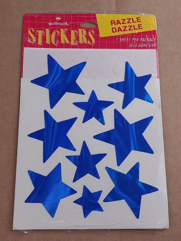 Vintage 80s Stickers Hallmark Razzle Dazzle Stars 1 Sheet