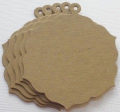 {4} FANCY CHARMS – Label Notes Tag – Bare Chipboard Die Cuts – 3 1/8″ x 2 1/2″