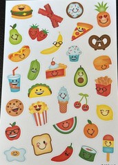 HAPPY FOOD STICKERS✨🍔🥓🌭🍕🌶️🌮🥪🍟🍪🍦🍿🥤🍰🍓🍌🍉🍊🍎🥑🍒✨6” x 4”✨YUMMY😋💫