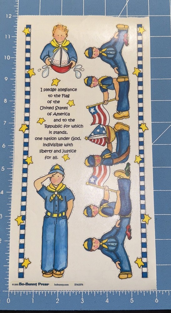 Bo Bunny Press BOY CUB SCOUTS FLAG PLEDGE Stickers Individual Sheet Jan Lanoy