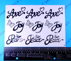 Peace Love Joy Silver Words Stickers Sheet