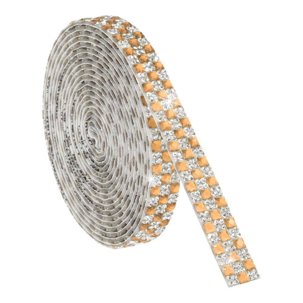 3 Yard Rhinestone Ribbon, 4mm x 4mm Crystal Rhinestone Strips, Yellow