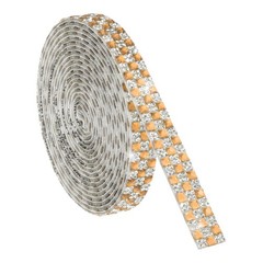 3 Yard Rhinestone Ribbon, 4mm x 4mm Crystal Rhinestone Strips, Yellow