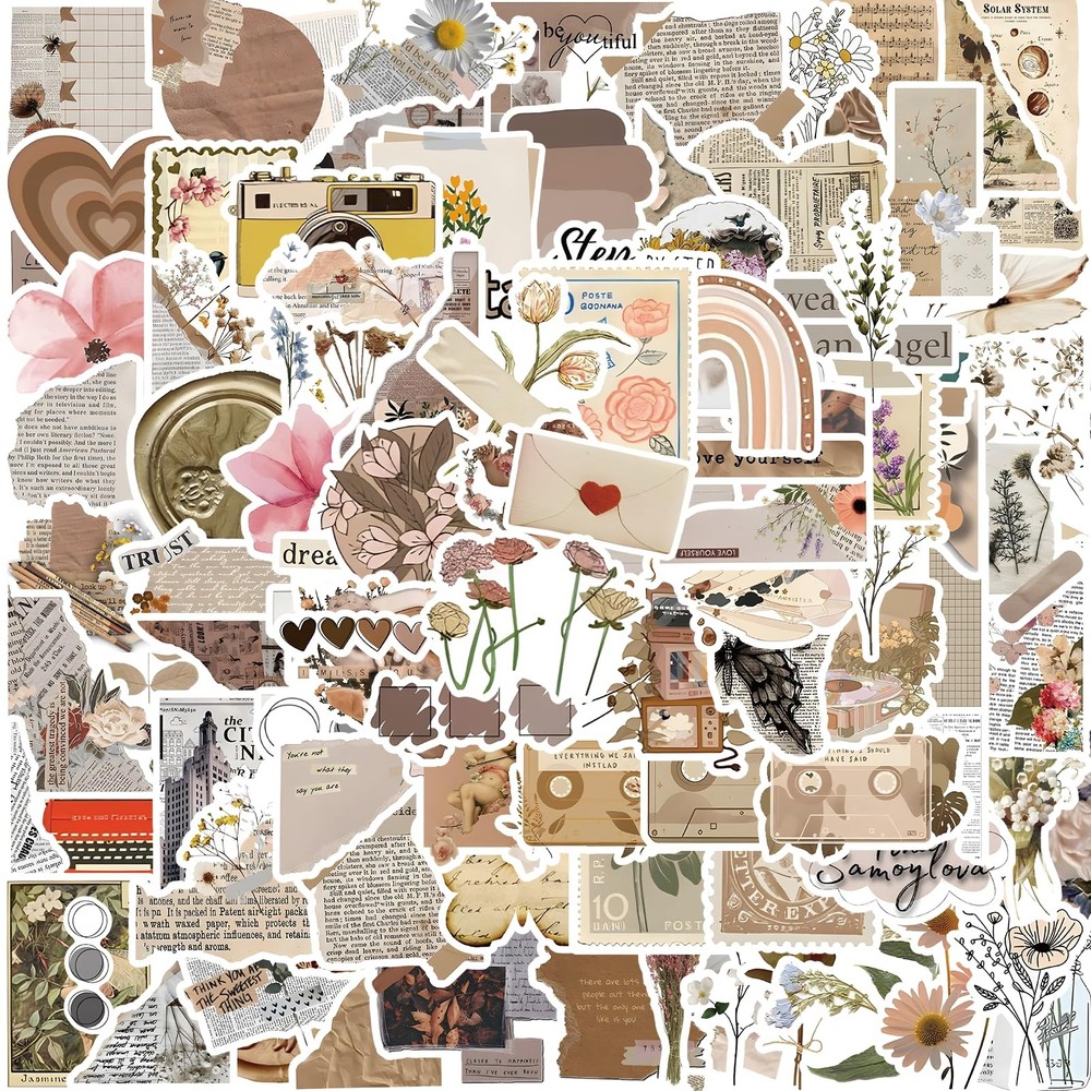 120 PCS Vintage Aesthetic Stickers for Journaling, Scrapbook Supplies, 120pcs