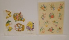 1980s Eastsr Stickers Hallmart Sheet Current Flowers Kittens Greetings Joy Vtg
