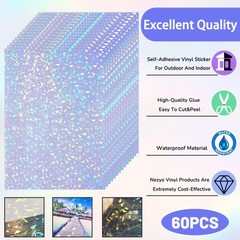 60 Sheets Holographic Laminate Sheets Clear Glitter A4 Size Vinyl Sticker Paper