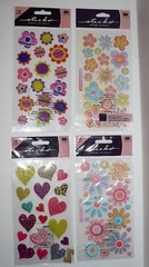 4 PKGS STICKO CLASSIC STICKER SHEETS FLOWER/HEARTS NIP