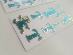 Set of 2 sheets of vintage introduct glitter stickers «T» discontinued Germany