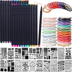 48 Pack Scrapbooking Supplies Kit – Washi Tape, Stencils, Planner Pens & DIY Too