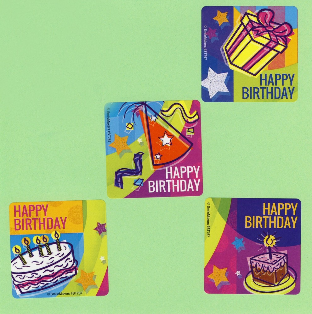12 Happy Birthday Celebration – Large Stickers – Party Favors