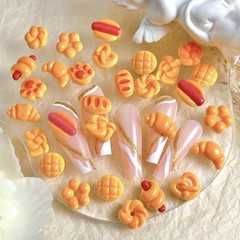 30PCS Cute Simulated Bread Toast Miniature Things for 0.47 inches, orange