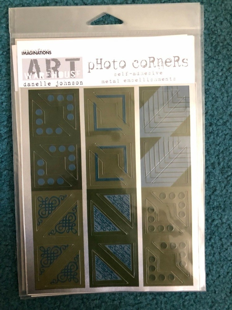 [5 Sheets] Imaginations Scrapbook Metal Photo Corners Stickers – Green
