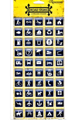 Reminisce ROAD SIGNS Chipboard Stickers – TRAVEL ICONS – 50 pcs