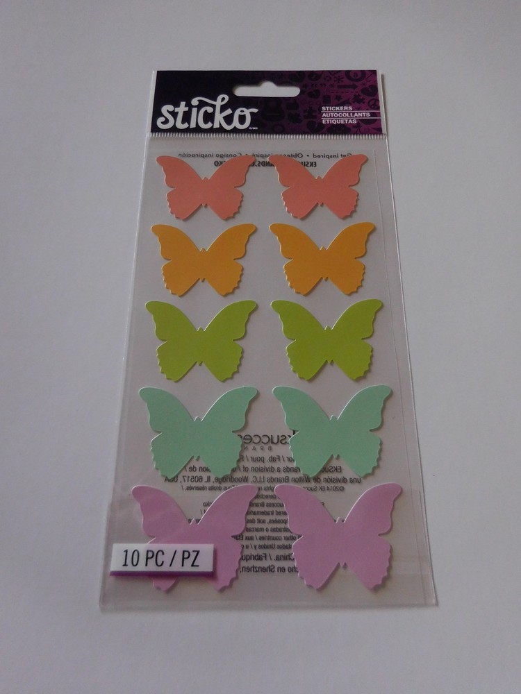 Crafts Stickers Sticko Butterfly Butterflies Silhouettes Pink Green Labels Write