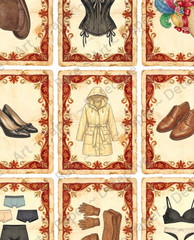 Clothing & Closet Sticker Tags and Junk Journal & Collage Old World Style, 1570