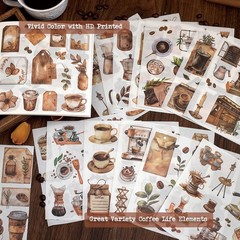 558pcs Coffee Journal Stickers, Ephemera for Junk Journaling Supplies, 50 Sheets