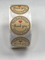 25mm Hand Made With Love Especially for You Thank You Stickers 500/Roll