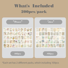 200 Pcs Deco Papers for Scrapbooking, 3.9*5.5In Vintage Decoupage Paper Junk Jou