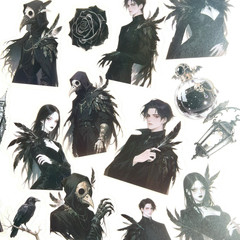 Goth Raven Man Woman Stickers Gothic Junk Journal Collage Scrapbooking