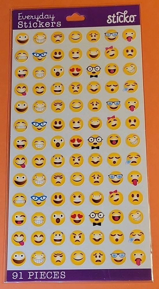 Sticko Yellow Emoji Faces Stickers 91 Pieces Emojis Theme 52-38599