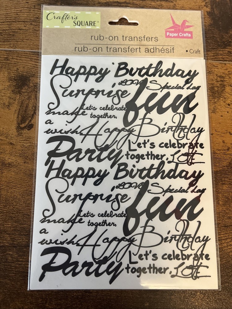 Happy Birthday Phrases Rub On Transfers Sticker DIY Crafts Scrapbook, 3 pack