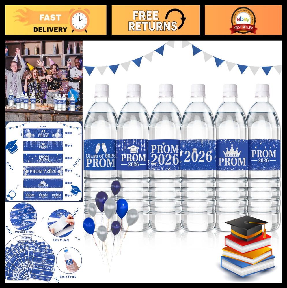 Graduation Water Bottle Labels – 120pcs Congrats Grad Stickers for Class of 2026