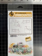 New ART IMPRESSIONS Rubber Stamp Cling VINTAGE CAR SET auto free USA ship