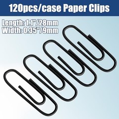 Luomorgo 120 Pcs Paper Clips – (28mm) Vinyl Coated Metal 1.1 Inch Black