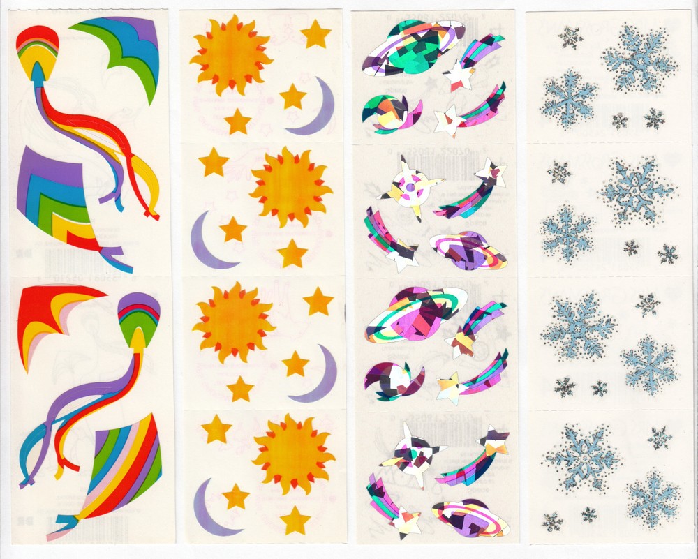 Vintage Mrs Grossman Stickers Kite Snow Snowflake Moon Prism Planet -You Choose