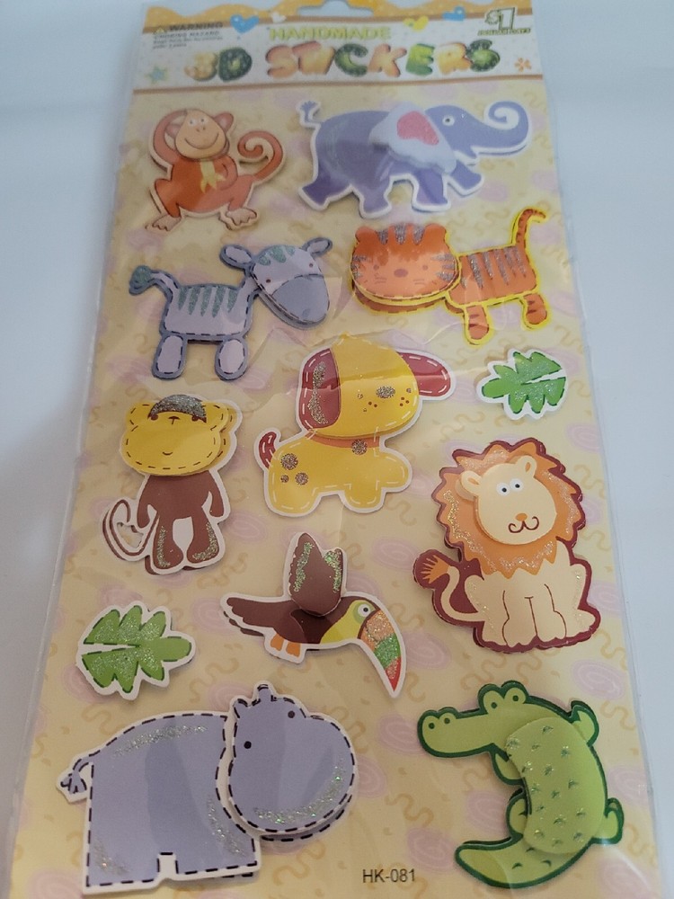 Kingsbridge Handmade 3D Stickers Safari Animal Jungle Themed NIP HK-081