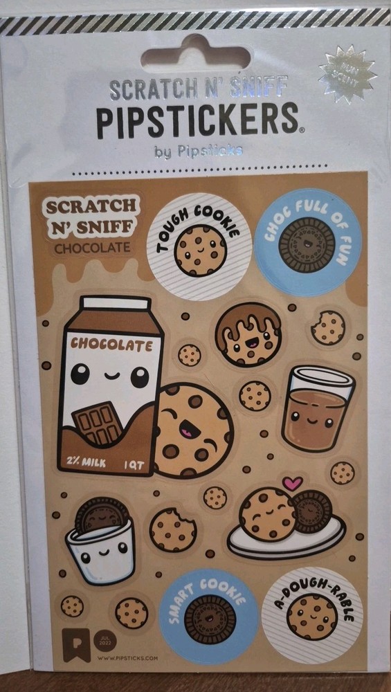 Pipsticks Scratch N’ Sniff Stickers Chocolate Cookie Milk Pipstickers