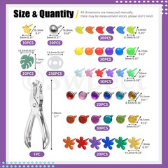 240 Sets 9 Styles and 5 Sizes Multicolor Split Pins Mini Brads Metal Brad with H